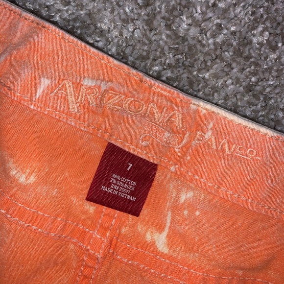 Arizona Jeans Co Orange & White Jean Shorts - Picture 6 of 8